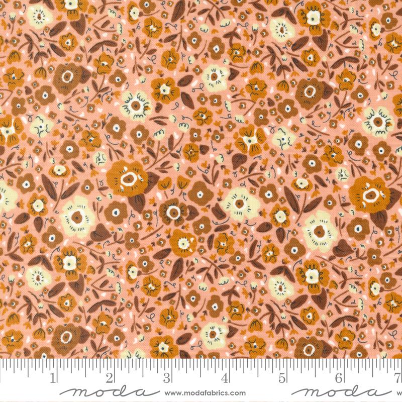 Quaint Cottage Calico Small Floral Rose Pink Gingiber Moda Cotton Fabric