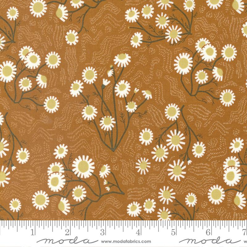 Quaint Cottage Chamomile Florals Soil Brown Gingiber Moda Cotton Fabric