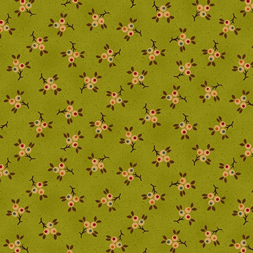 Quiet Grace Berry Springs Kiwi Green Kim Diehl Henry Glass Cotton Fabric HG-926-66