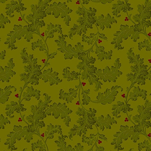 Quiet Grace Leafy Vines Pine Green Kim Diehl Henry Glass Cotton Fabric