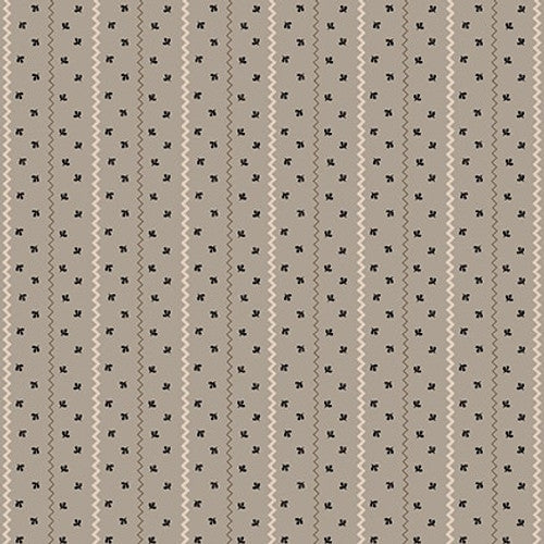 Quiet Grace Sprigged Stripe Gray Kim Diehl Henry Glass Cotton Fabric HG-933-90