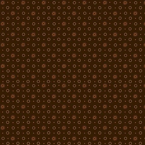 Quiet Grace Sunbursts Chocolate Brown Kim Diehl Henry Glass Cotton Fabric HG-928-33