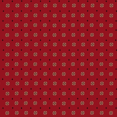 Quiet Grace Tilted Boxes Cranberry Red Kim Diehl Henry Glass Cotton Fabric