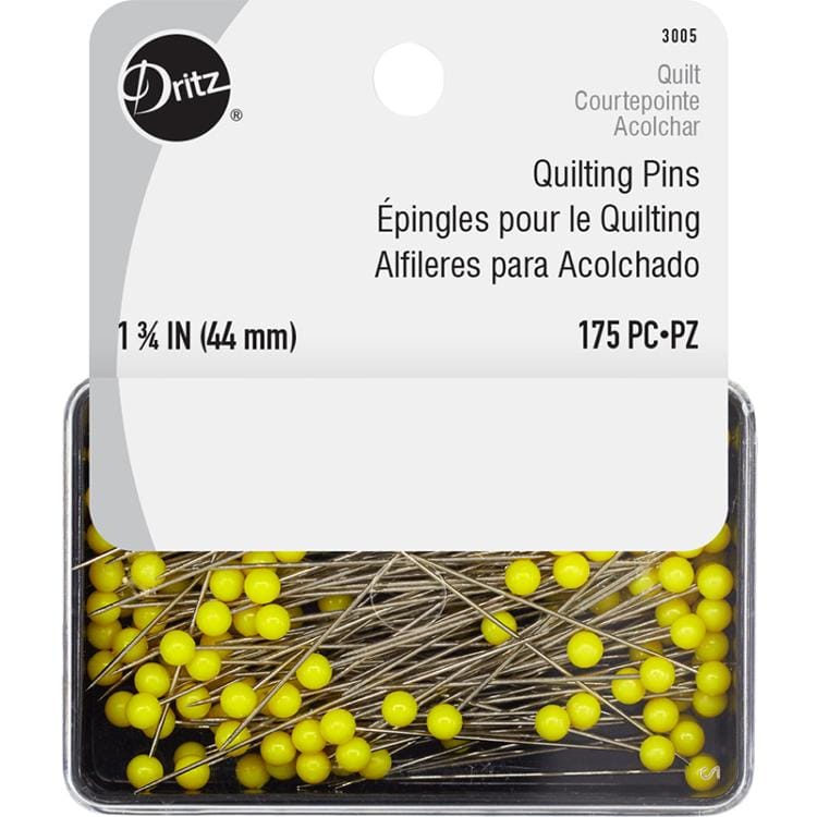 Quilting Pins 1 3/4" 175ct Steel Yellow Dritz DRITZ-3005 | US Fabric Shop