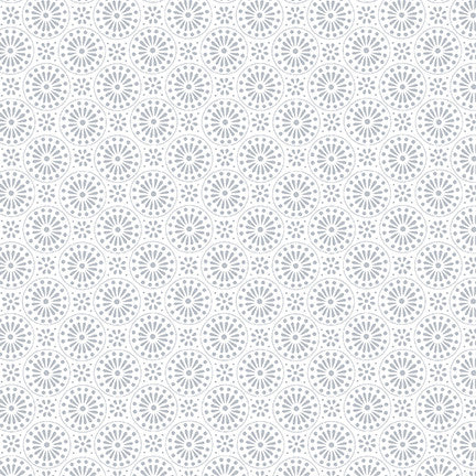 Quilter's Flour VI Geometric Circular Floral White on White Henry Glass Fabrics Cotton Fabric HG-1697-01W