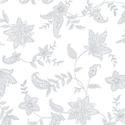 Quilter's Flour VI Lacy Floral White on White Henry Glass Fabrics Cotton Fabric HG-1678-01W