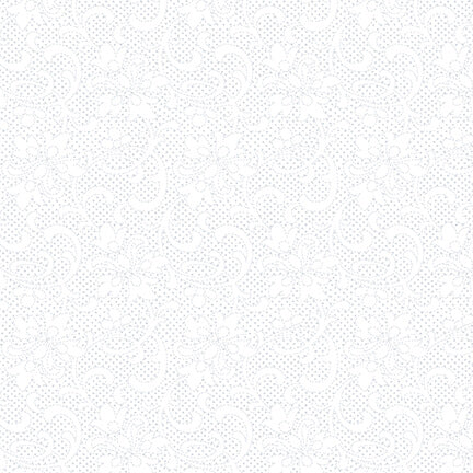 Quilters Flour IV Stylized Floral Dots White on White Henry Glass Cotton Fabric
