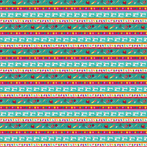 Quilter's Haven Sewing Border Stripe Turquoise Satin Moon Designs Blank Quilting Cotton Fabric BQ-QUILTERSHAVE-B-3001-75