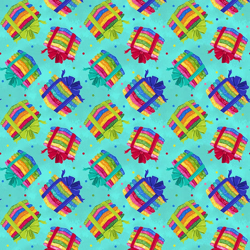 Quilter's Haven Tossed Fabric Bundles Turquoise Satin Moon Designs Blank Quilting Cotton Fabric BQ-QUILTERSHAVE-B-2999-75