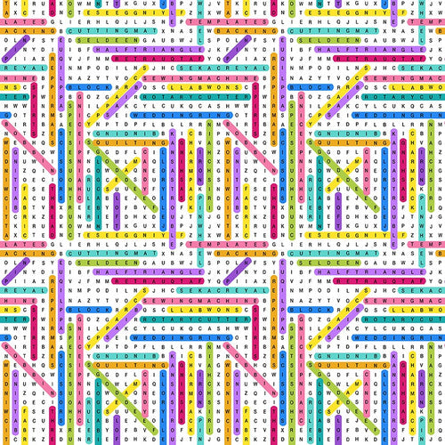 Quilter's Haven Word Search White Satin Moon Designs Blank Quilting Cotton Fabric BQ-QUILTERSHAVE-B-2996-01