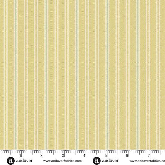 Quiltessential Double Stripe Daisy Yellow Blue Laundry Basket Quilts Andover Cotton Fabric AF-A1672-Y | US Fabric Shop