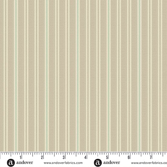 Quiltessential Double Stripe Fern Beige Green Laundry Basket Quilts Andover Cotton Fabric AF-A1672-LG | US Fabric Shop