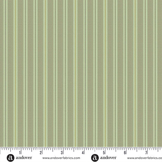 Quiltessential Double Stripe Sequioa Green Laundry Basket Quilts Andover Cotton Fabric AF-A1672-G