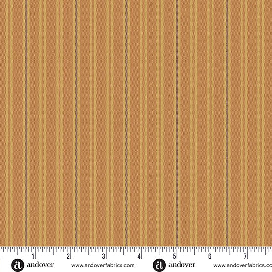 Quiltessential Double Stripe Sunflower Golden Brown Laundry Basket Quilts Andover Cotton Fabric AF-A1672-O1