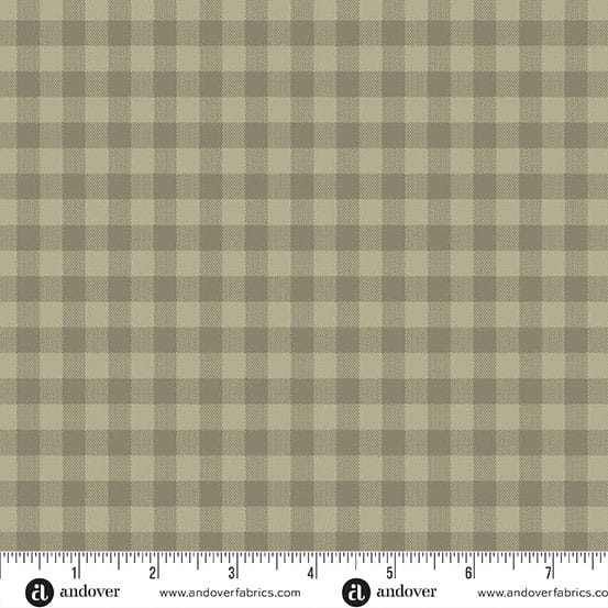 Quiltessential Gingham Flax Dark Beige Green Laundry Basket Quilts Andover Cotton Fabric AF-A1673-N | US Fabric Shop