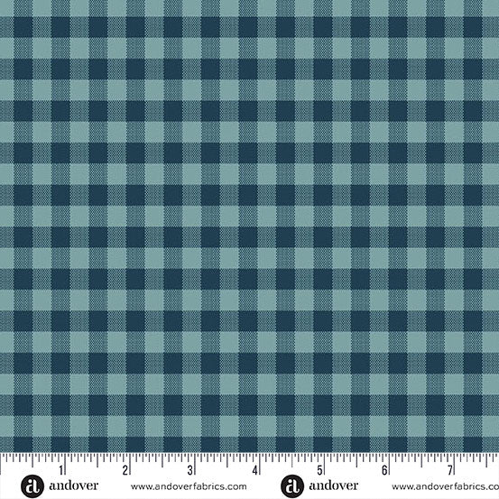 Quiltessential Gingham Indigo Blue Laundry Basket Quilts Andover Cotton Fabric AF-A1673-T