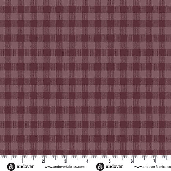 Quiltessential Gingham Plum Purple Dark Red Laundry Basket Quilts Andover Cotton Fabric AF-A1673-P