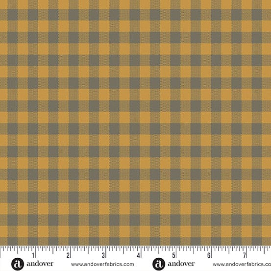 Quiltessential Gingham Turmeric Golden Orange Grey Laundry Basket Quilts Andover Cotton Fabric AF-A1673-Y1 | US Fabric Shop