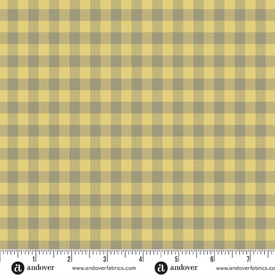 Quiltessential Gingham Turmeric Sunshine Yellow Grey Laundry Basket Quilts Andover Cotton Fabric AF-A1673-Y | US Fabric Shop