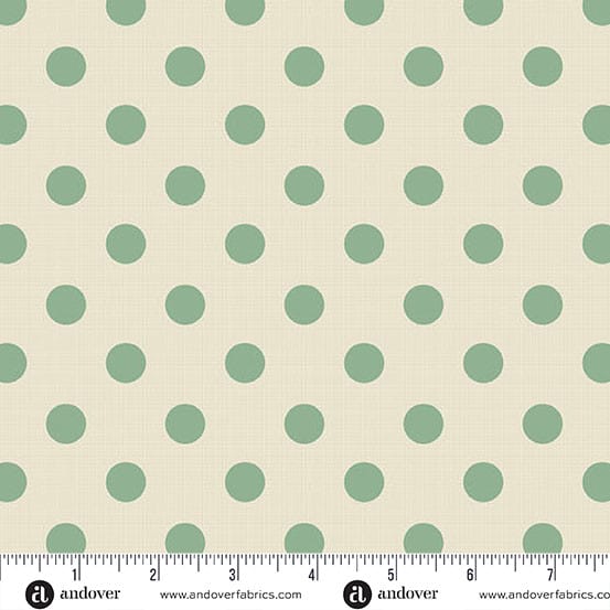Quiltessential Large Dot Ivory Green Laundry Basket Quilts Andover Cotton Fabric AF-A1674-LT | US Fabric Shop