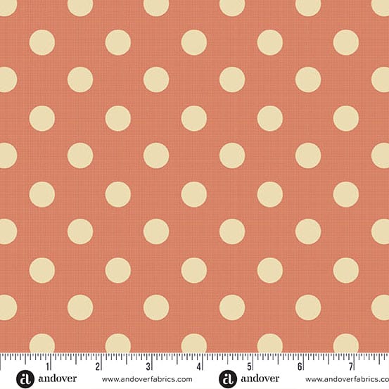 Quiltessential Large Dot Tiger Orange Ivory Laundry Basket Quilts Andover Cotton Fabric AF-A1674-LO | US Fabric Shop