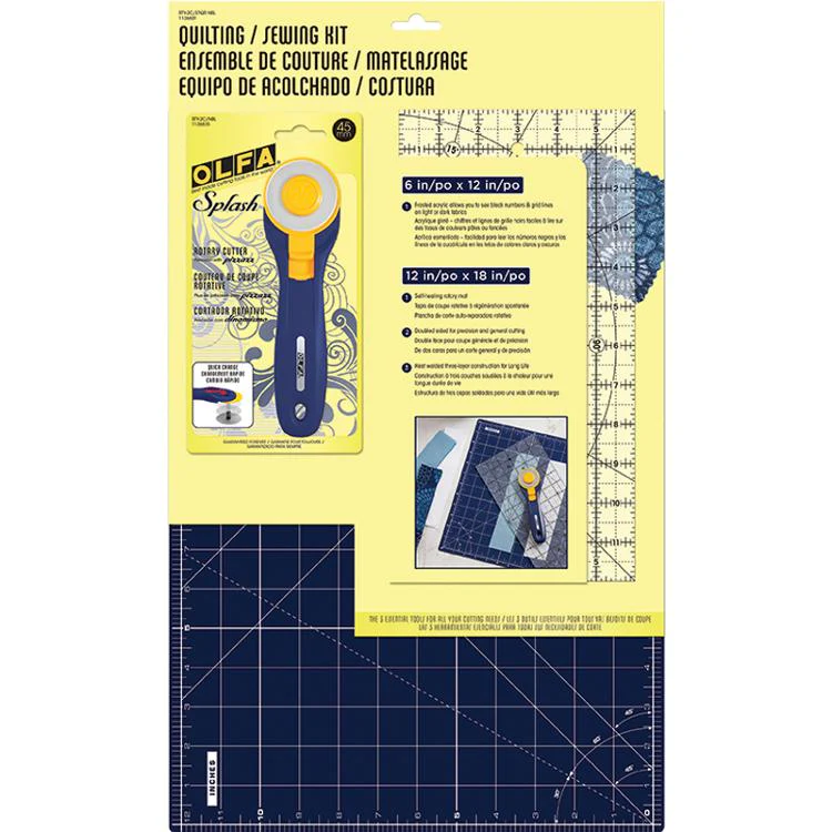 Quilting Sewing Kit with Ruler Cutter and Mat Navy Dark Blue Olfa OLFA-1136601