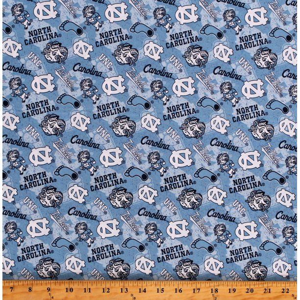 North Carolina Chapel Hill Tar Heels NCAA College UNC Tone on Tone Cotton Fabric NC-1178
