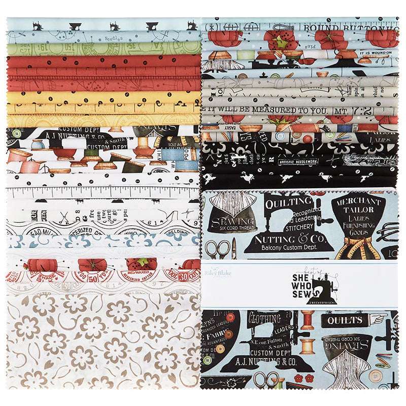 She Who Sews 10" Square Stacker J Wecker Frisch Riley Blake Cotton Fabric RB-10-11330-42