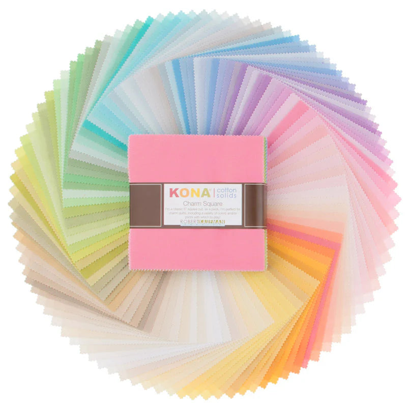 Kona Cotton Solids Pastel Colorstory 5" Squares Robert Kaufman Cotton Fabric RK-CHS-562-101