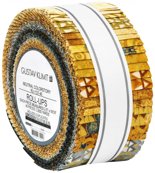 Gustav Klimt Neutral Colorstory 2.5" Strips 40 pcs Robert Kaufman Cotton Fabric RK-RU-1127-40
