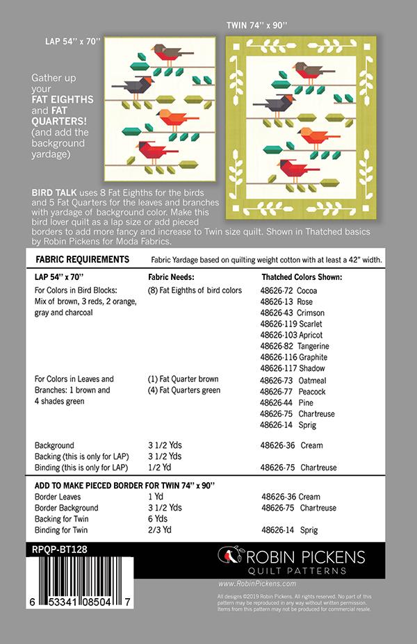 Bird Talk Quilt Pattern Robin Pickens RPQP-BT128
