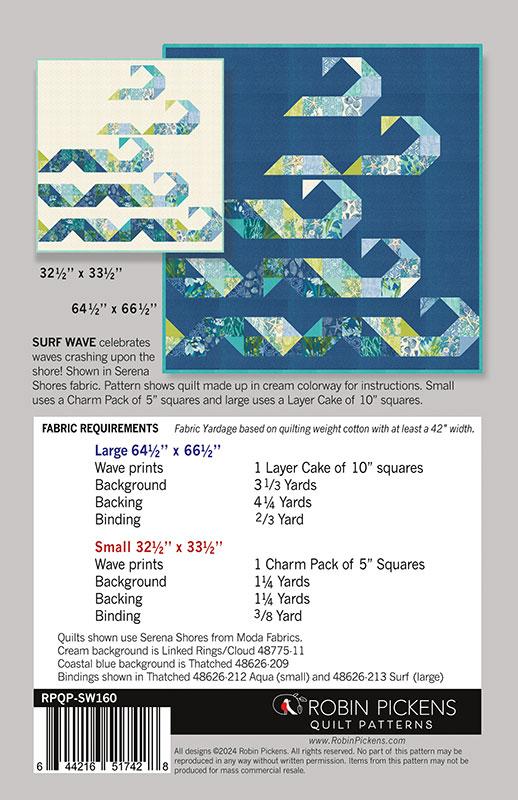 Serena Shores Surf Waves Quilt Pattern Robin Pickens Inc RPQP-SW160