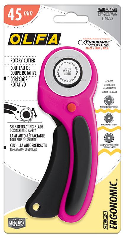 RTY-2DX 45MM Ergonomic Rotary Cutter Magenta Pink OLFA Olfa-1140723
