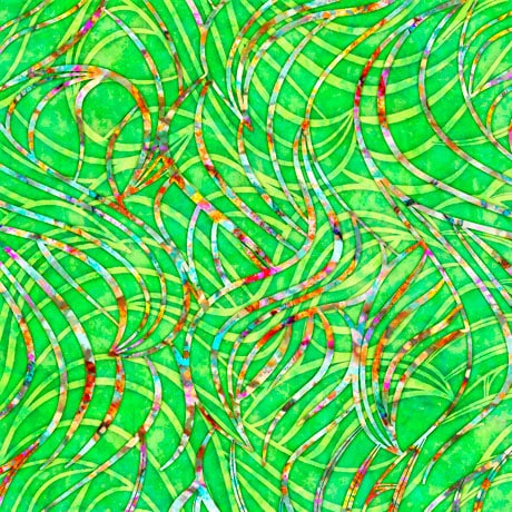 Radiance Ribbons in Green Dan Morris Quilting Treasures Cotton Fabric QT 1649-27095-G