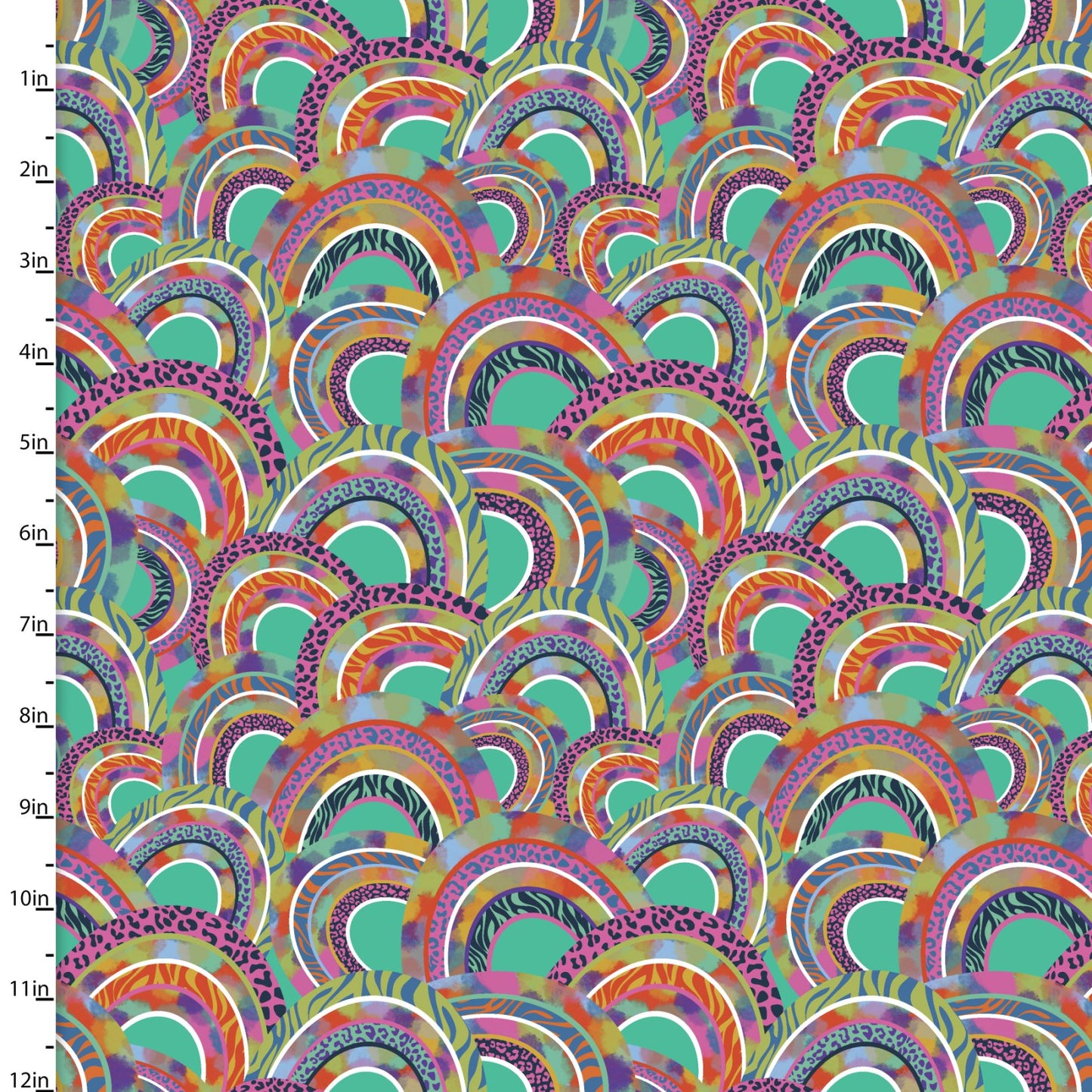 Rainbow Rhythm Groovy Rainbow Turquoise Lisa Perry 3 Wishes Cotton Fabric