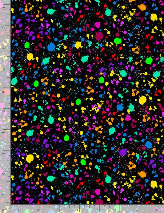 Rainbow Cats Paint Splatter Prismatic Nick Gustafson Timeless Treasures Cotton Fabric