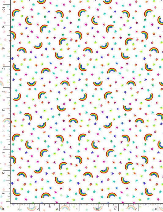 Rainbows & Stars Mini Proud to be a Nurse White Gail Cadden Timeless Treasures Cotton Fabric TT-CD1579 White