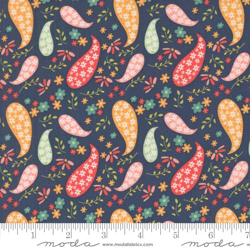 Raspberry Summer Paisley Blueberry Dark Blue Multi Sherri & Chelsi Moda Cotton Fabric MD-37691-20