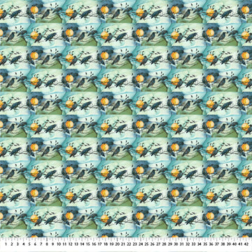 Raven's Call Border Stripe Teal Multi Deborah Edwards Melanie Samra Northcott Fabrics Cotton Fabric NC-DP28946-66