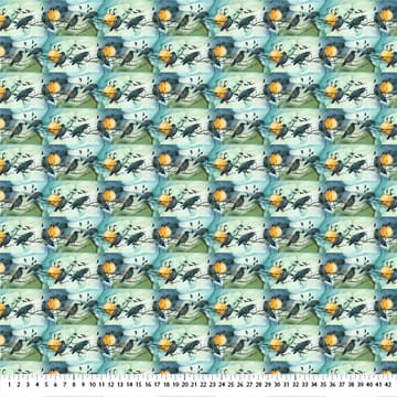 Raven's Call Border Stripe Teal Multi Deborah Edwards Melanie Samra Northcott Fabrics Cotton Fabric NC-DP28946-66 | US Fabric Shop