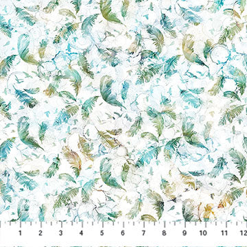 Raven's Call Feathers White Multi Deborah Edwards Melanie Samra Northcott Fabrics Cotton Fabric NC-DP28949-10
