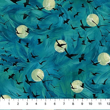 Raven's Call Flying Ravens Teal Deborah Edwards Melanie Samra Northcott Fabrics Cotton Fabric NC-DP28948-66 | US Fabric Shop