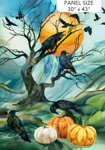 Raven's Call Panel 30" Teal Multi Deborah Edwards Melanie Samra Northcott Fabrics Cotton Fabric NC-DP28945-66 | US Fabric Shop
