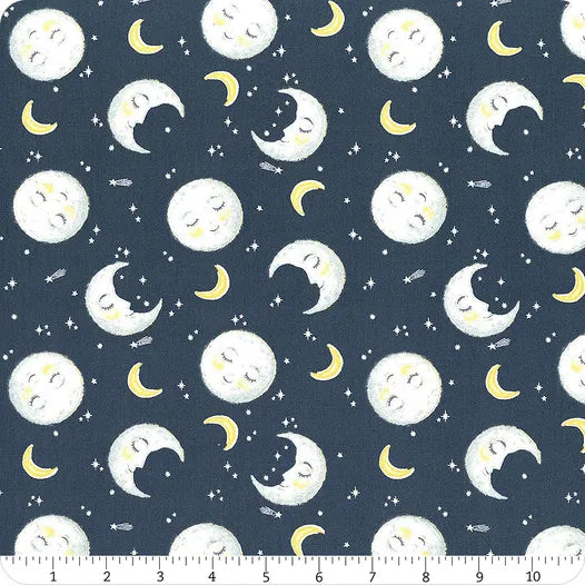 Reach for the Stars Moon Toss Navy Michael Davis Wilmington Prints Fabrics Cotton Fabric WP-3008-96466-495
