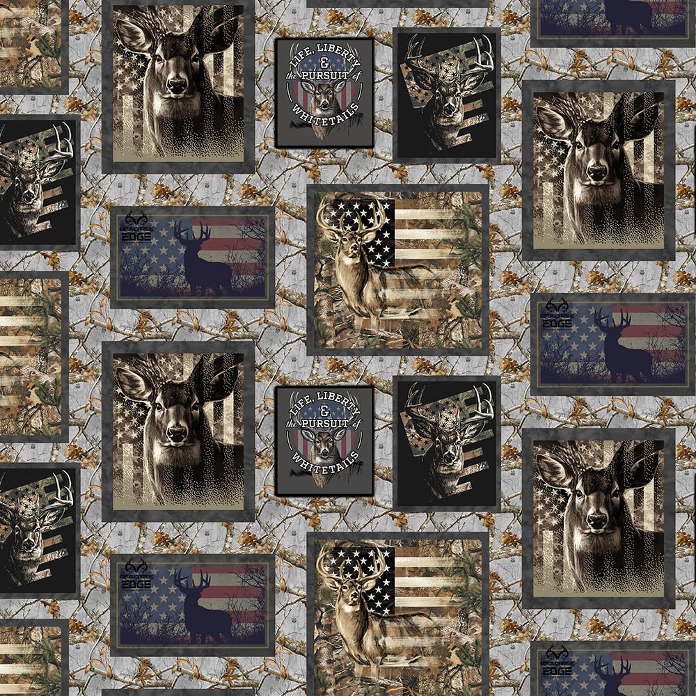 Realtree Deer Camo Patriotic Patch Sykel Cotton Fabric SYK-10452
