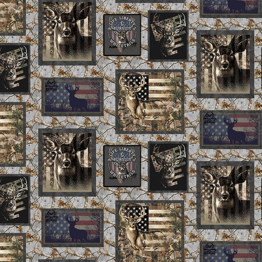 Realtree Deer Camo Patriotic Patch Sykel Cotton Fabric SYK-10452