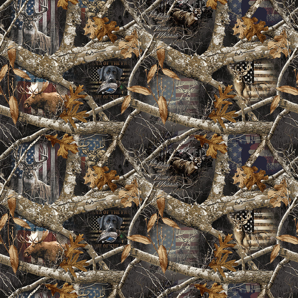 Realtree Deer Camo Patriotic Scenic Sykel Cotton Fabric SYK-10453