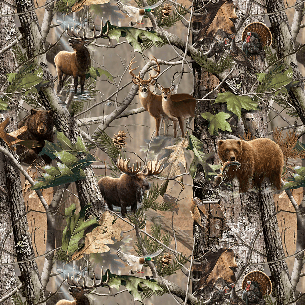 Realtree Animals in Forest Fall Camouflage Hunting Sykel Enterprises Cotton Fabric SYK-9902 | US Fabric Shop