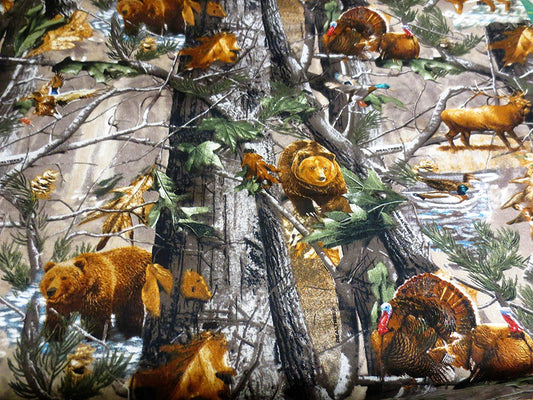 Realtree Animals Forest Bear Turkey Buck Print Concepts Cotton Fabric Realtree-9902-AnimalsForest