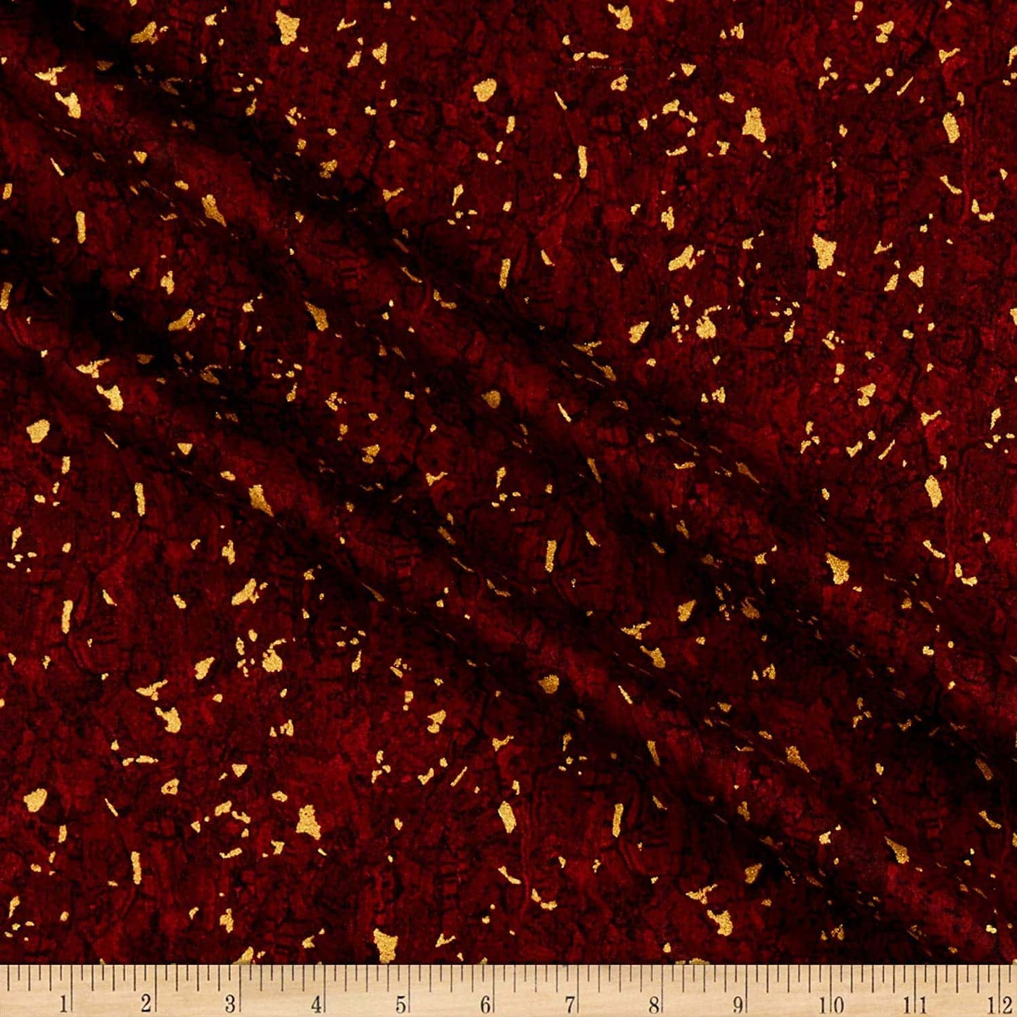 Recorked Cabernet Red Gold Metallic Windham Cotton Fabric WF-50992M-12